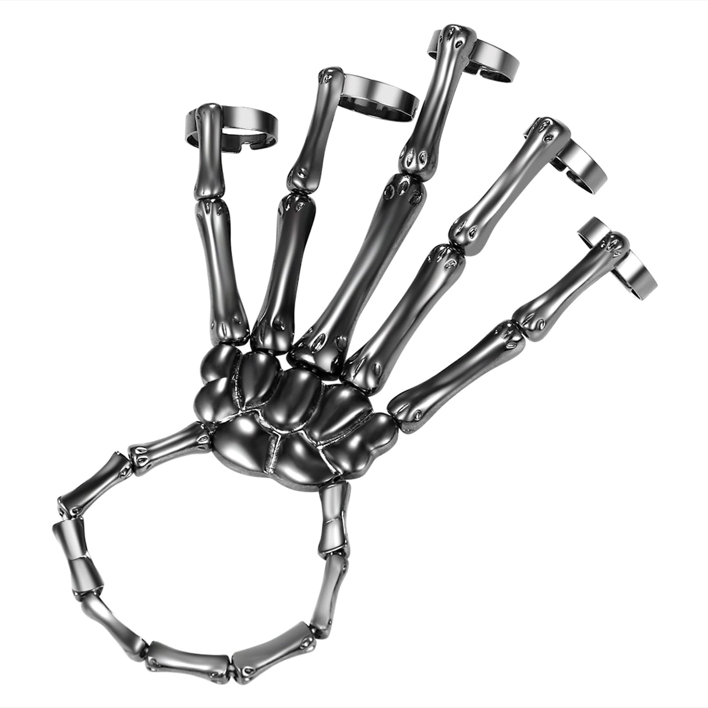 Cupimatch Women Halloween Skeleton Bracelet: Gothic Claw Hand Chain with Ring Punk Costume Jewelry