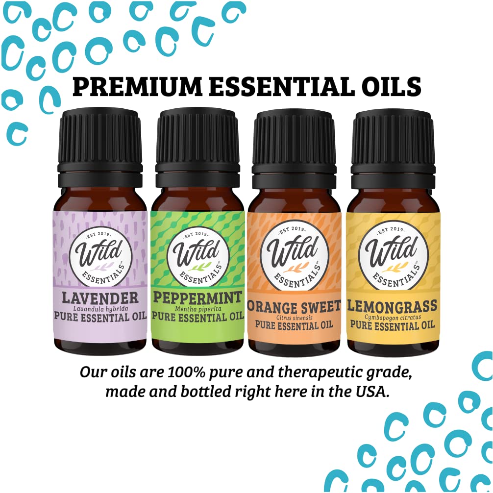 Wild Essentials Black Chrome Bat Essential Oil Diffuser Bracelet Gift Set with Aromatherapy Pendant, Adjustable Nylon Band, 12 Pads and 100% Pure Oils; Lavender, Lemongrass, Orange and Peppermint