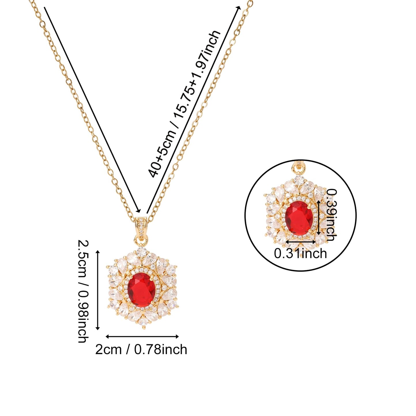 Red Baroque July Birthstone Ruby Necklaces for Women-Gold Plated Ruby Jewelry Waterproof Non Tarnish Maximalist Jewelry Necklace Birthday Valentines Day Mother's Day Christmas Thanksgiving Gifts