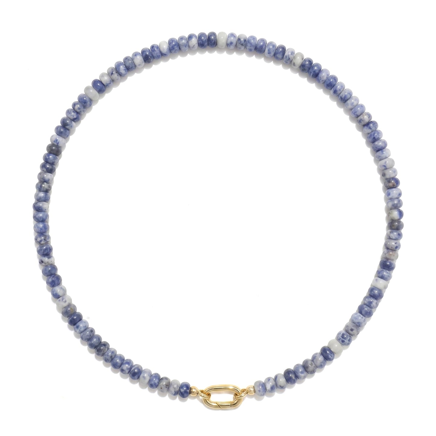 CONRAN KREMIX Blue and White Stone Beaded Necklace for Women,Natural Stone Bead Choker Necklaces Boho Summer Beach Necklace Gemstone Jewelry Gift for Women