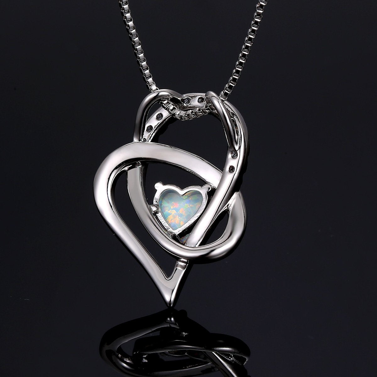 VOLUKA Opal Necklace Knot Heart Necklaces for Women Birthstone Infinity Forever Love Pendant Jewelry Gifts for Mom Daughter Girfriend Valentines Day Gifts