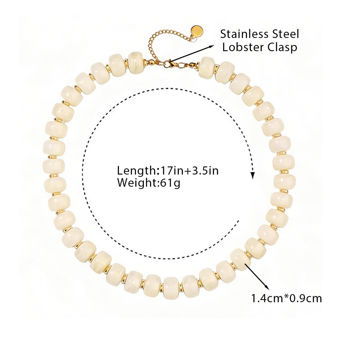 joymiao Beaded Necklace for Women Chunky Necklace White Big Bead Necklace Choker Beach Necklaces for Women Summer Jewelry Gift
