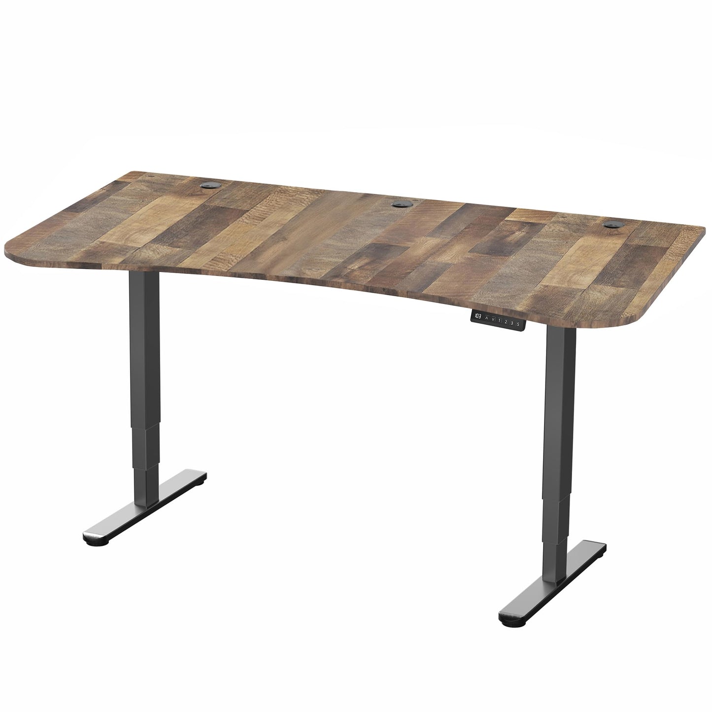 VIVO Electric 63 x 32 in Dual Motor Standing Desk, Memory Height Adjustment, 2B Series, Reclaimed Wood Top Black Frame, DESK-KIT-2B1P