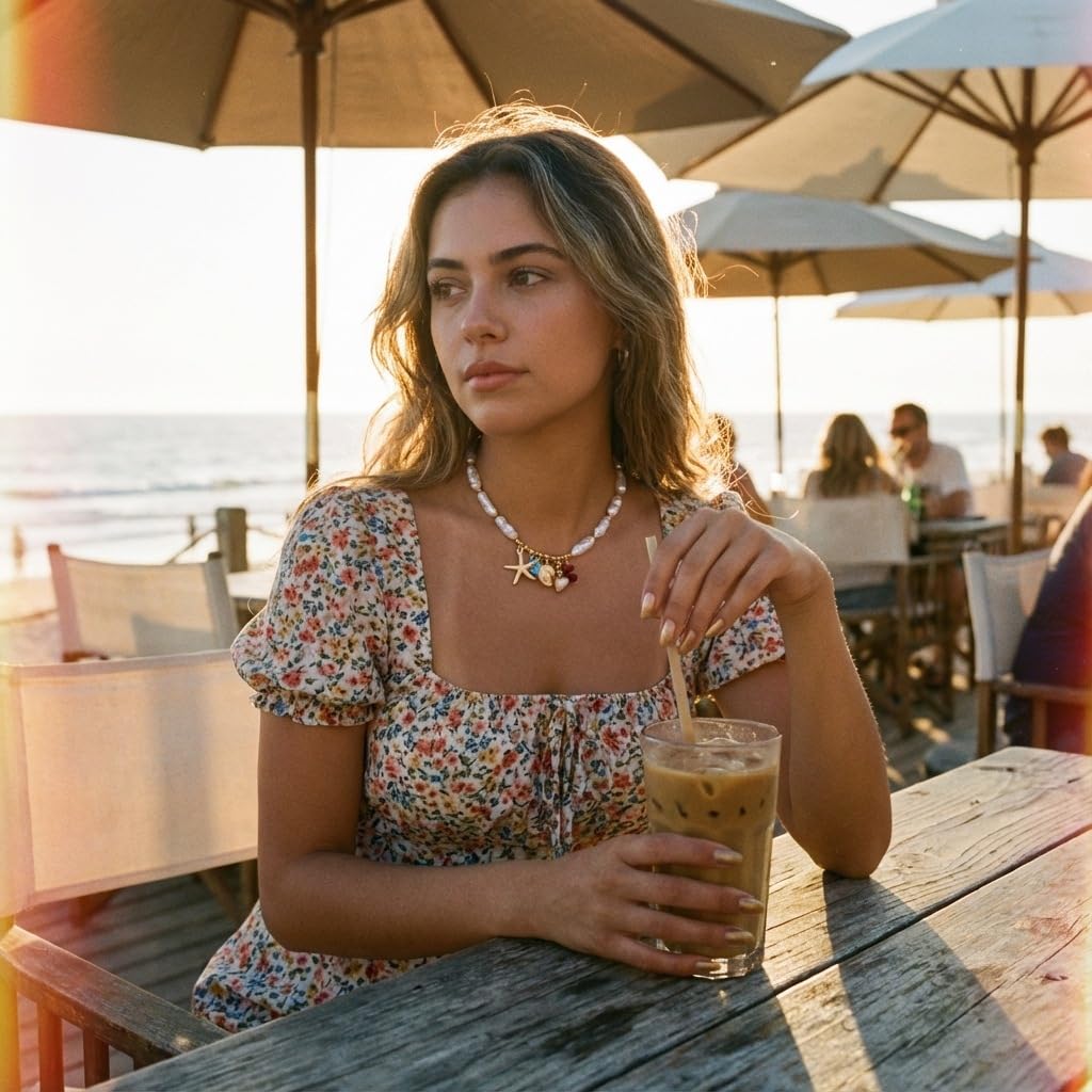 Pearl Gold Starfish Seashell Necklace for Women Boho Mermaid Pearl Beaded Necklace Trendy Gold Starfish Shell Charms Necklaces Summer Beach Vacation Jewelry Accessories (A)