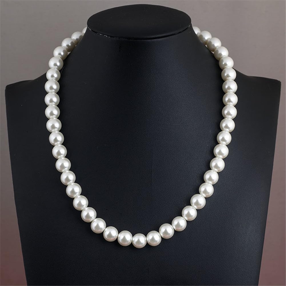 Imitation Pearl Necklace for Women Round Bead Beaded Pearl Choker Necklace Bead Pearls Necklaces Trendy Jewelry Gift 2.5 3 4 5 6 7 8 10 12 MM (10 mm)