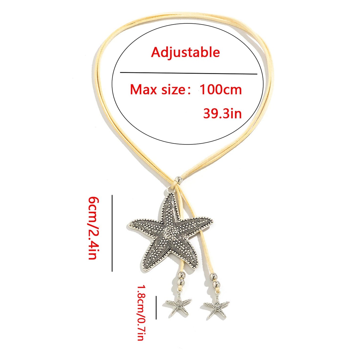 Decixde Starfish Necklace for Women Gold Shell Pendant Necklace White Blue Silver Gold Starfish Necklaces Boho Choker Summer Beach Jewelry for Women (grey)