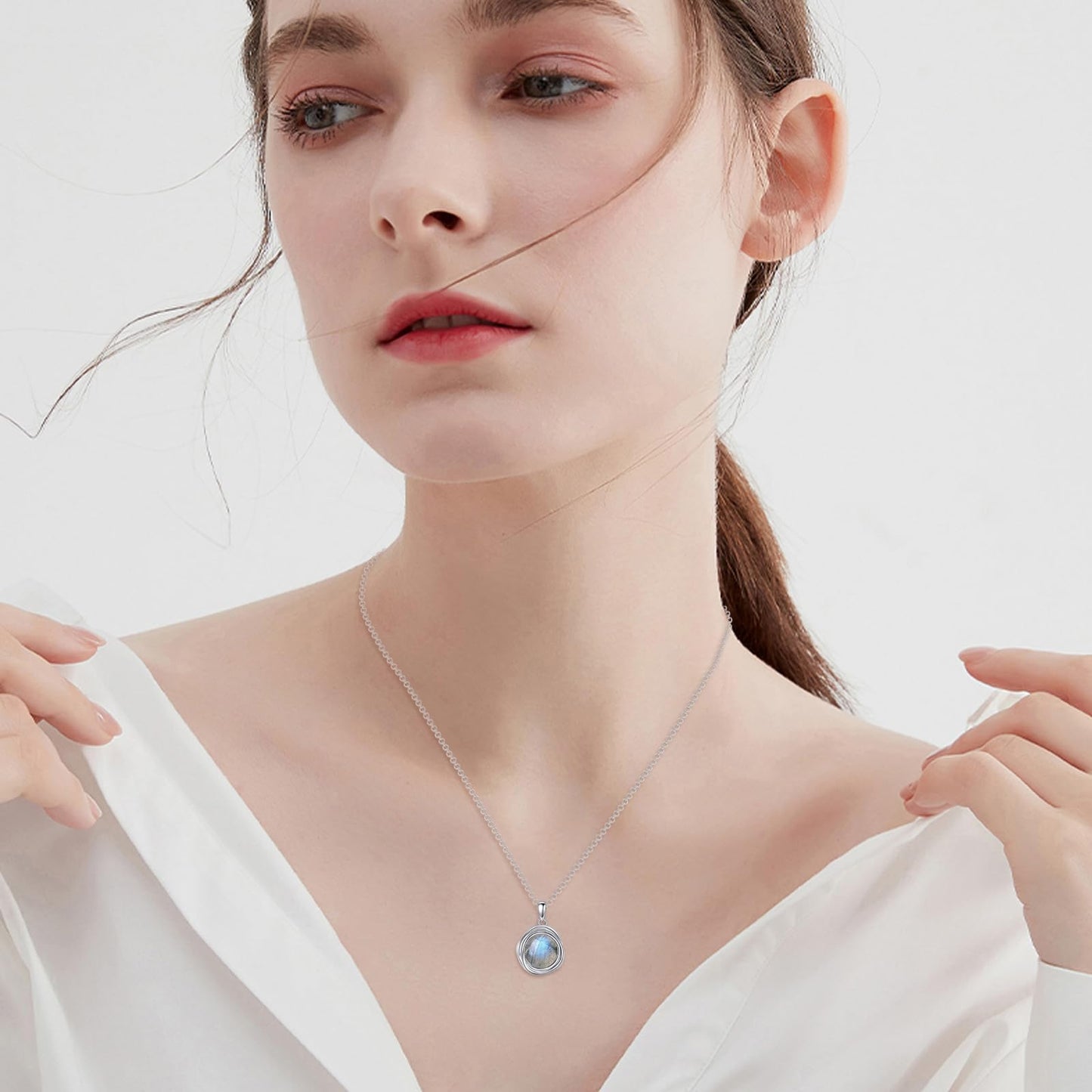POPLYKE Labradorite Necklace for Women 925 Sterling Silver Labradorite Jewelry Gifts for Her