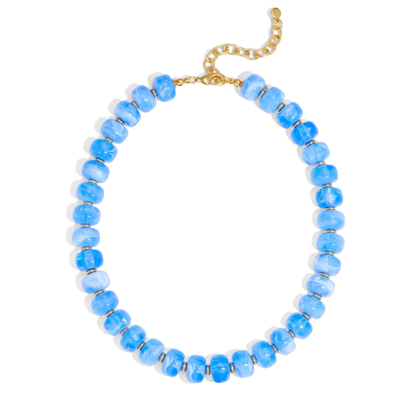 HolidayQbee Beaded Necklace for Women Boho Bead Chunky Necklace Big Bead Statement Necklace Fashion Trendy Summer Light Blue Resin Beaded Necklaces Jewelry Gifts