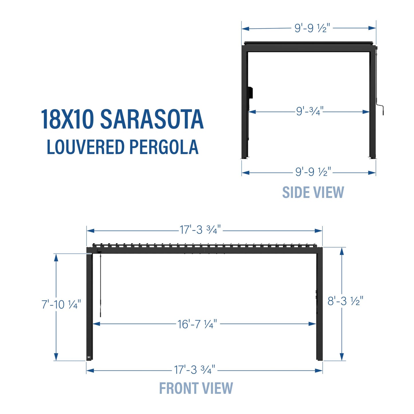 Backyard Discovery Sarasota 18' x 10' Galvanized Steel Louvered Pergola Kit with Adjustable Roof, Shade, Rain Protection, High-Wind Rating, Gutter System for Outdoor Patio, Garden, Deck, Entertaining