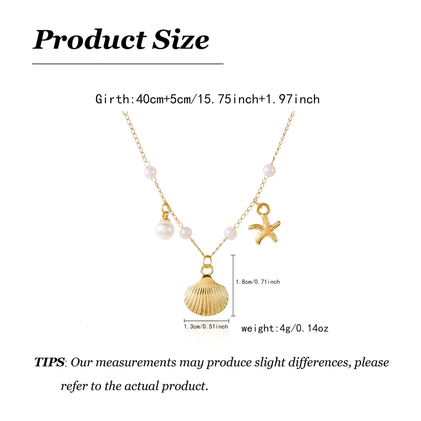Seashell Charm Necklace for Women Starfish Conch Pendant Pearl Necklaces Trendy Beach Jewelry for Vacation