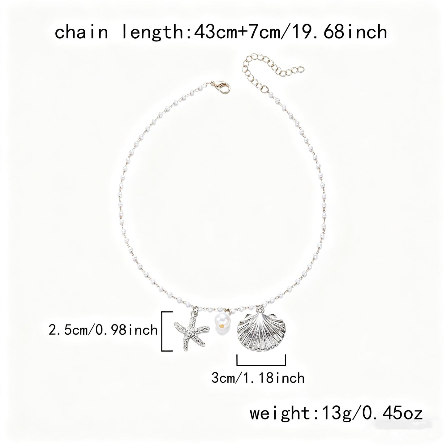 Shell Starfish Necklace for Women Gold Plated Pendant Pearl Necklace Boho Beaded Dainty Adjustable Necklaces Shell Conch Summer Beach Cuff Jewelry Accessories