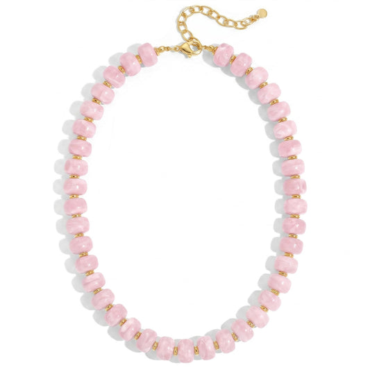 FAUTHENTICUTE Pink Beaded Choker Necklace for Women Boho Statement Necklaces Trendy Beach Summer Jewelry Dainty Western Bead Necklace Everyday Necklaces for Women