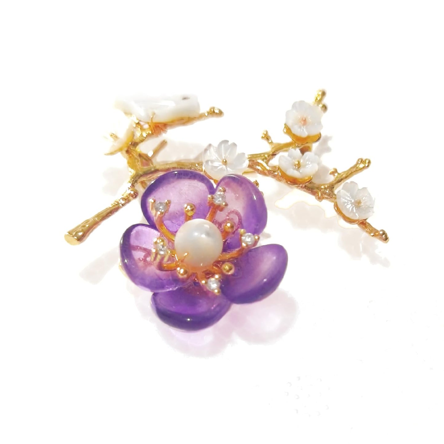 CCijiNG Brooches for Women with Crystal, Flower Brooches and Pins Wedding Party Jewelry Sakura Cherry Blossom Brooch Pins for Women Fashionable Gifts for Mother's Day