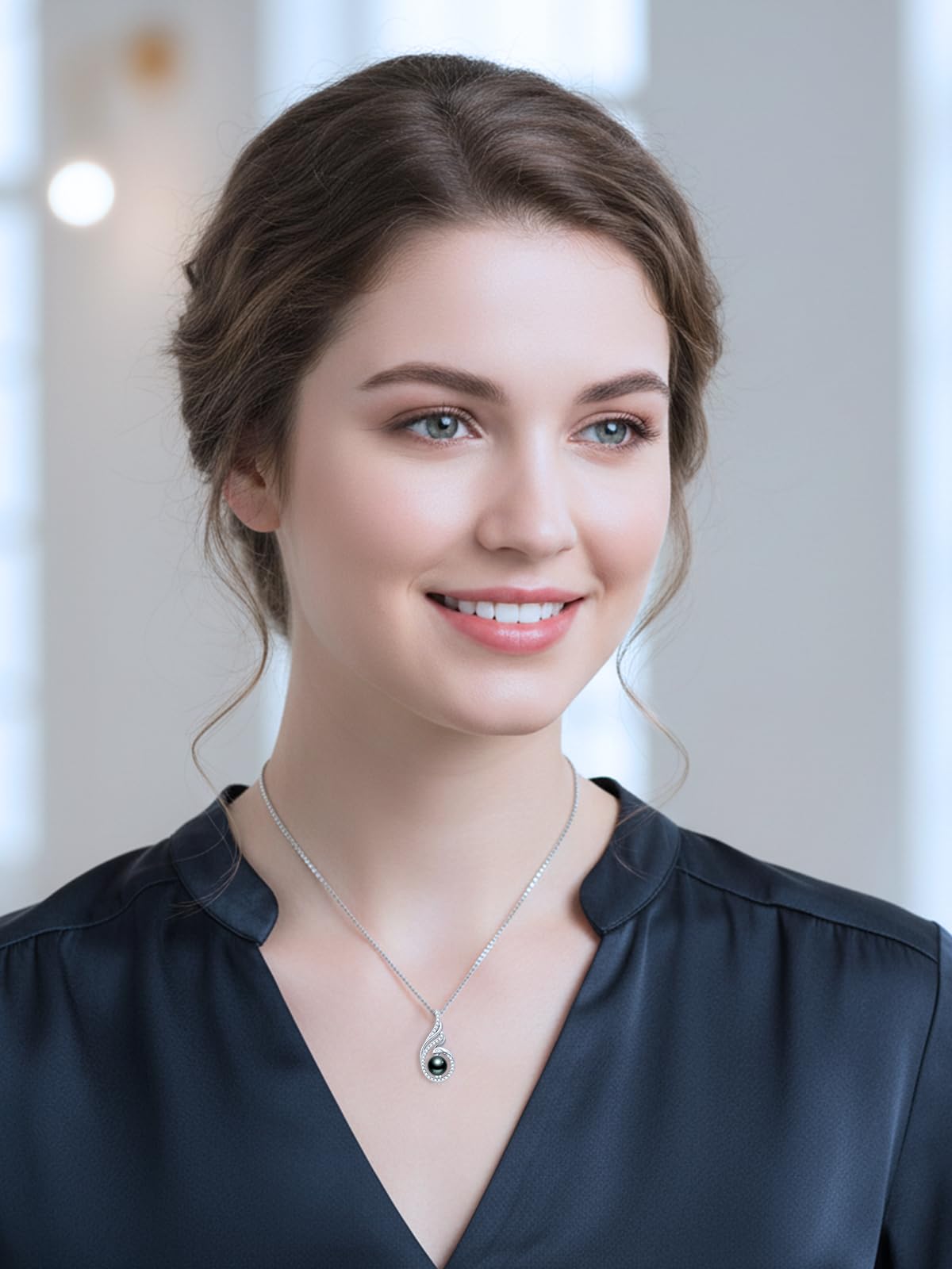 KANNSOAR Phoenix Tahitian Black Pearl Necklace 18K Gold-Plating Sterling Silver Fine Jewelry Wedding Birthday Anniversary Valentines Day Christmas Mothers Day Gifts for Wife Women Mom Girlfriend Her