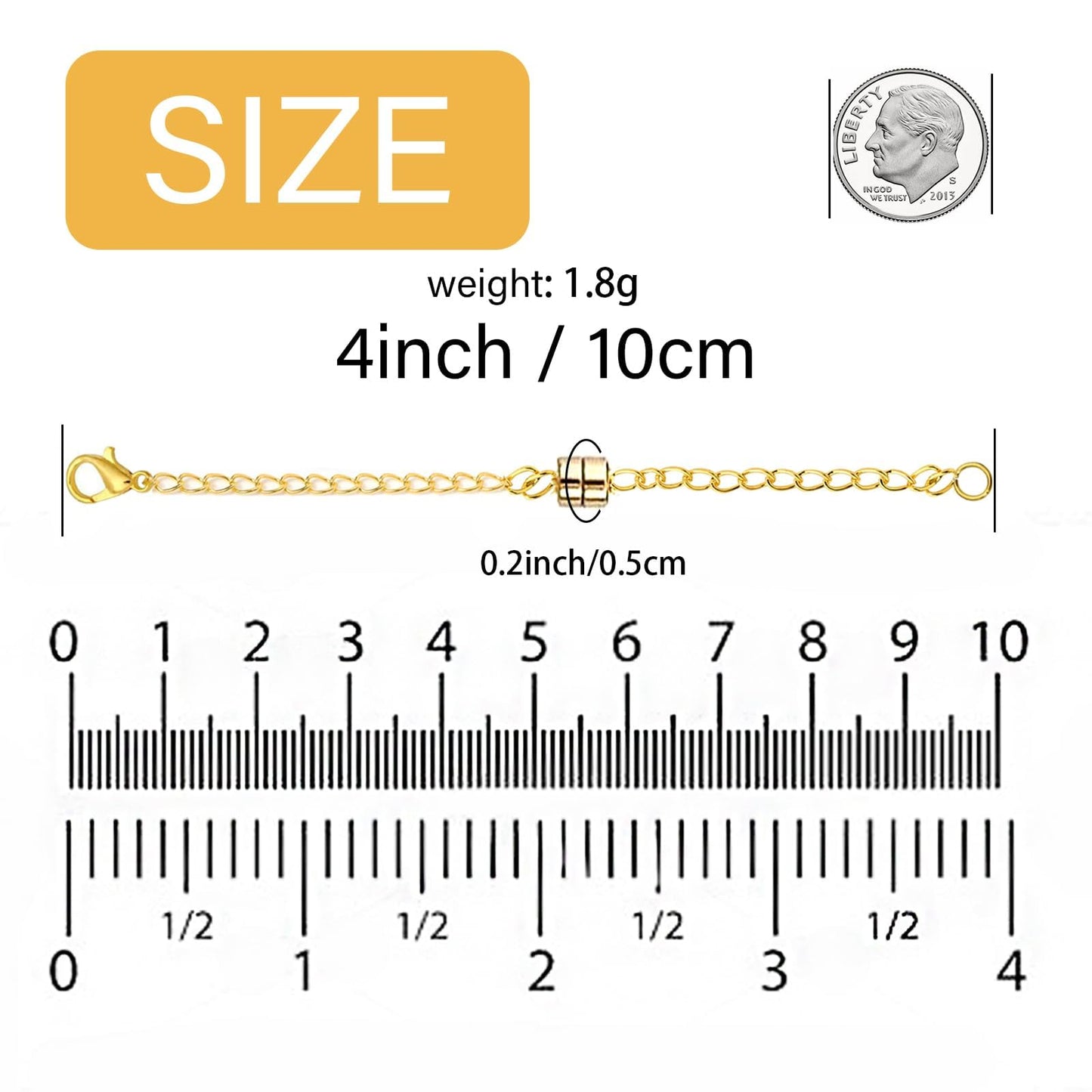 10 Pairs Magnetic Necklace Extenders Locking Magnetic Jewelry Clasp Round Necklace Clasp Closures Bracelet Extender for Jewelry Making (Gold, Silver)