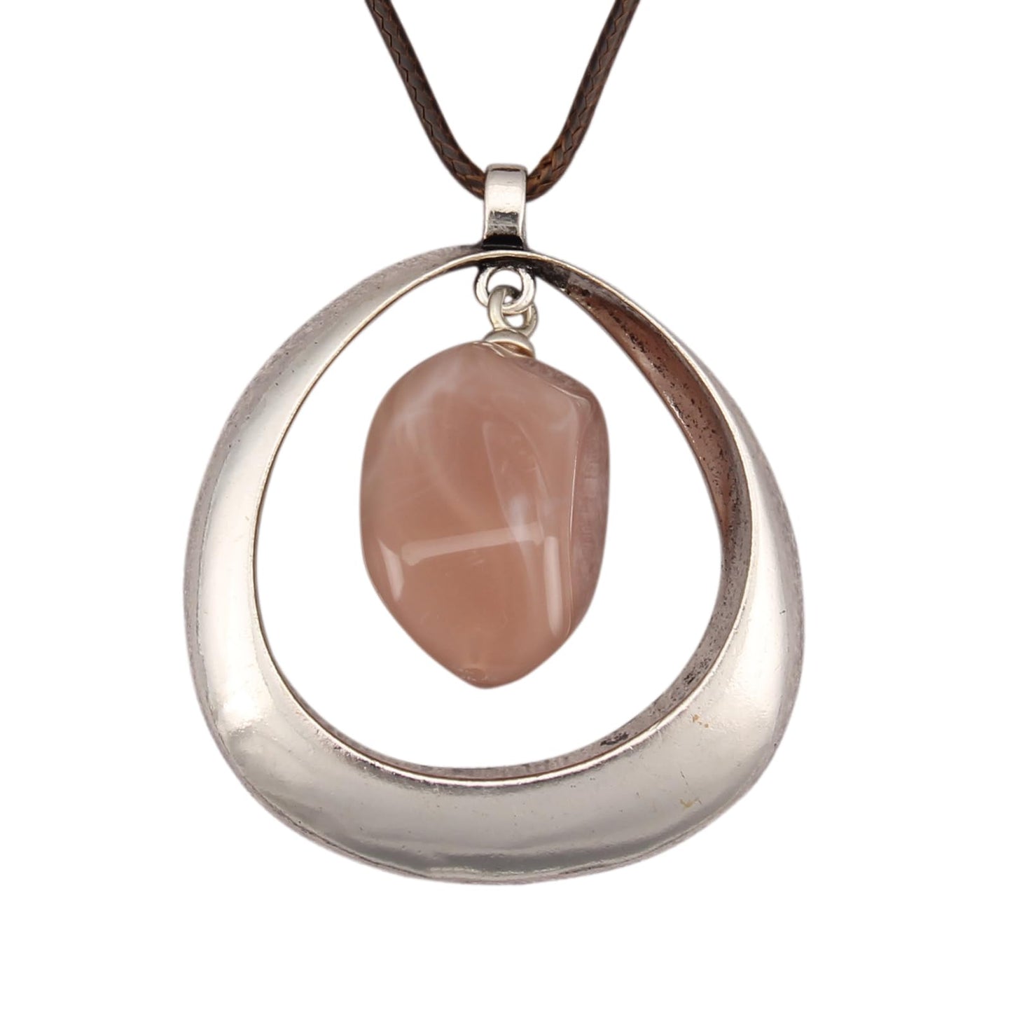 joymiao Vintage Boho Necklace for Women Long Chunky Bohemian Necklace with Silver Pendant Pink Stone Hippie Choker Jewelry