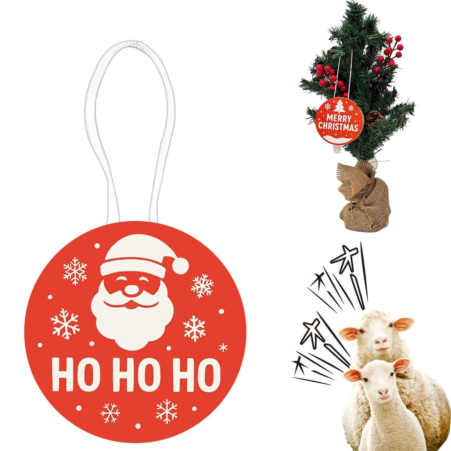 Annoying Screaming Goat Prank for Christmas Tree Decorations, Funny Hanging Christmas Prank Ornament, Goat Scream Lasts for 8 Hours, Christmas Winter New Year Party Supplies (Santa Claus)