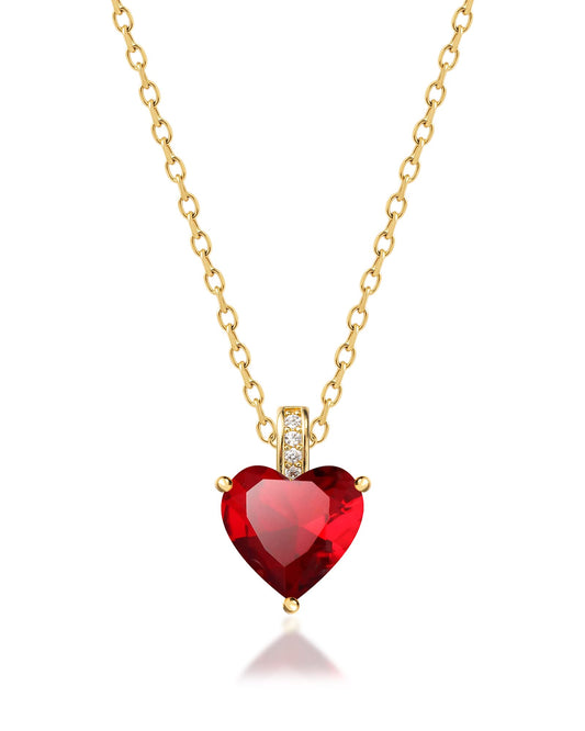 MIDDLUX Red Necklace, Red Heart Necklace, Y2k Necklace, Heart Necklaces for Women, Ruby Necklaces for Women, July Birthstone Jewelry for Women, July Birthday Gifts for Women