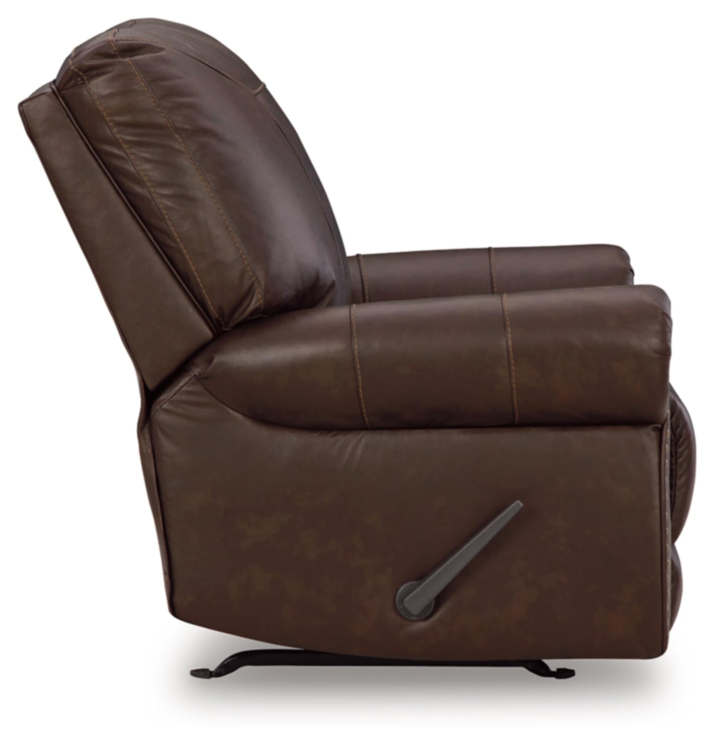 Signature Design by Ashley Colleton Classic Leather Match Upholstered Manual Recliner with Nailheads, Dark Brown