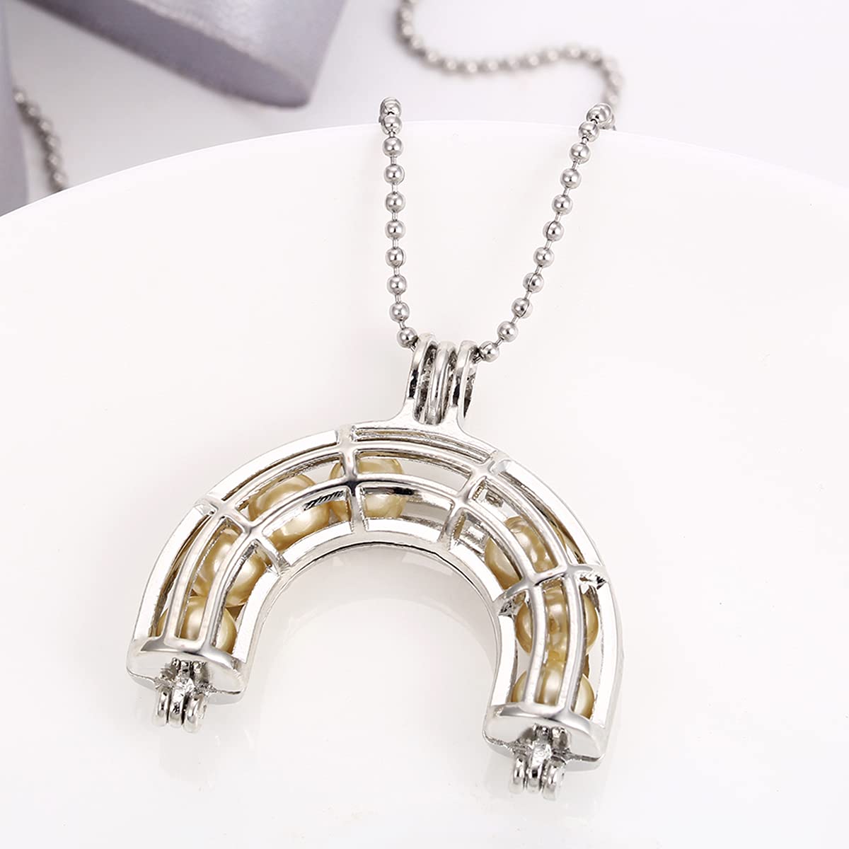 Vie jeune Mixed Pearl Cage Locket Pendants Set, Essential Oil Diffuser DIY Necklace Bracelet Jewelry Making Craft, Bulk Beads Aromatherapy Diffuser Charms Gifts for Women (Random 20pcs Dull Silver)