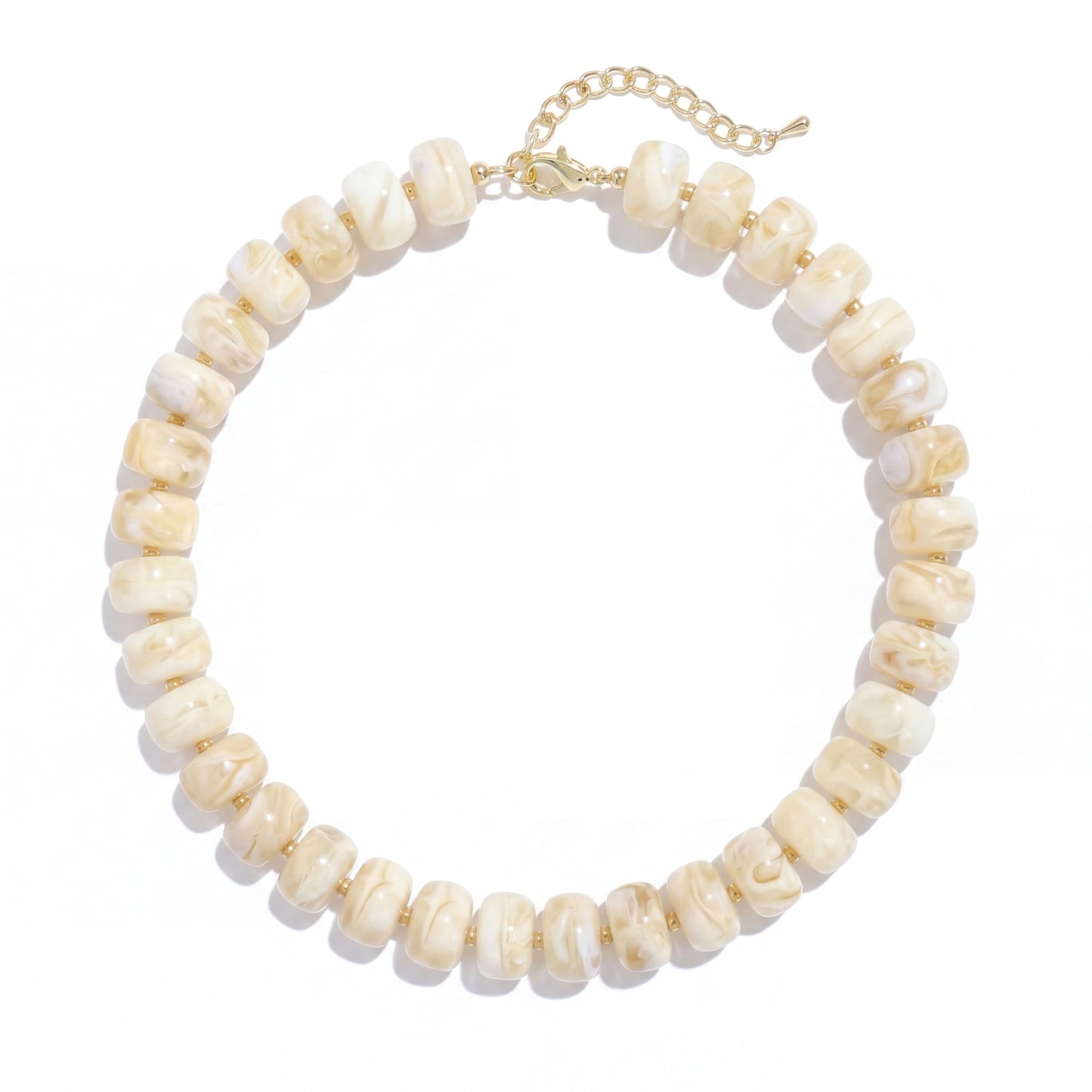Badu Beige Chunky Beaded Necklace for Women,Acrylic Bead Choker Statement Necklace Cute Trendy Necklaces Jewelry Gifts