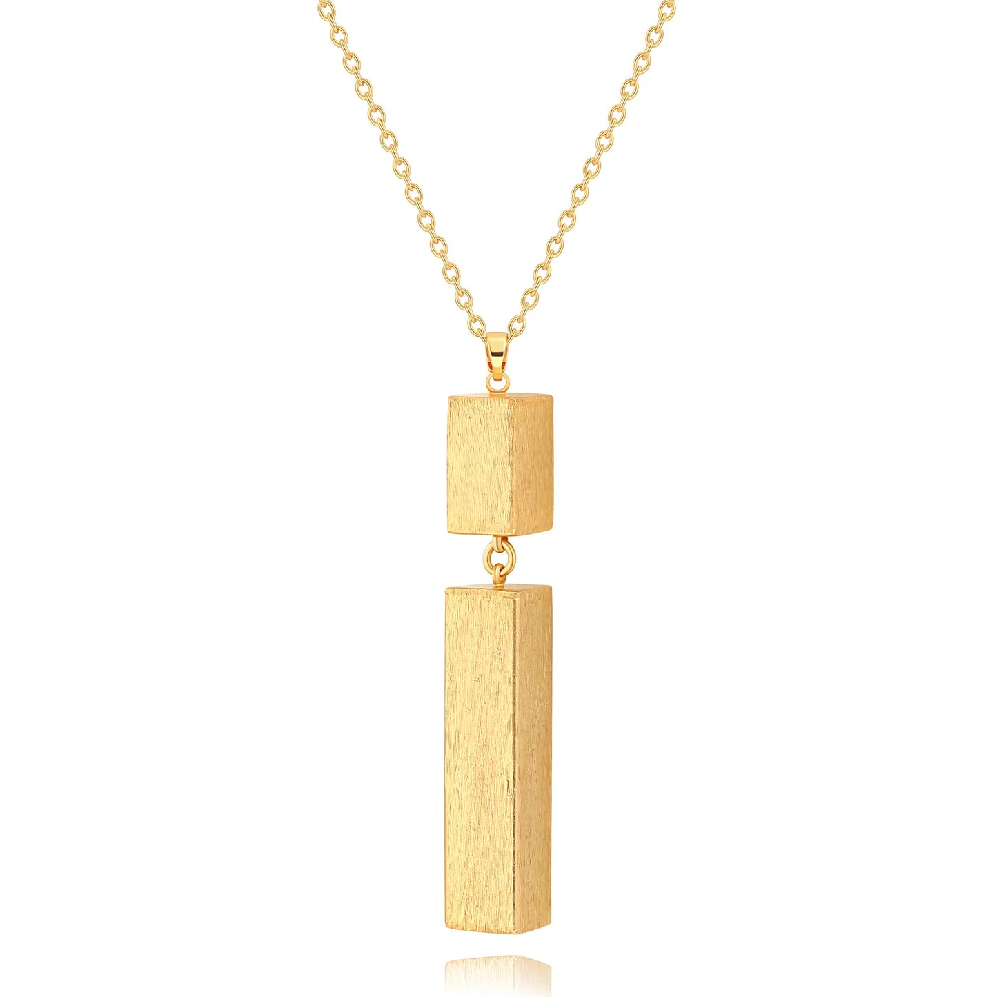 CANEVINKA 18K Gold Plated Simple Bar Necklace for Women Gold Long Rectangular Sweater Chain Necklace Jewelry Gift