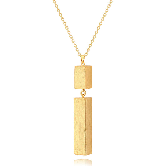 CANEVINKA 18K Gold Plated Simple Bar Necklace for Women Gold Long Rectangular Sweater Chain Necklace Jewelry Gift