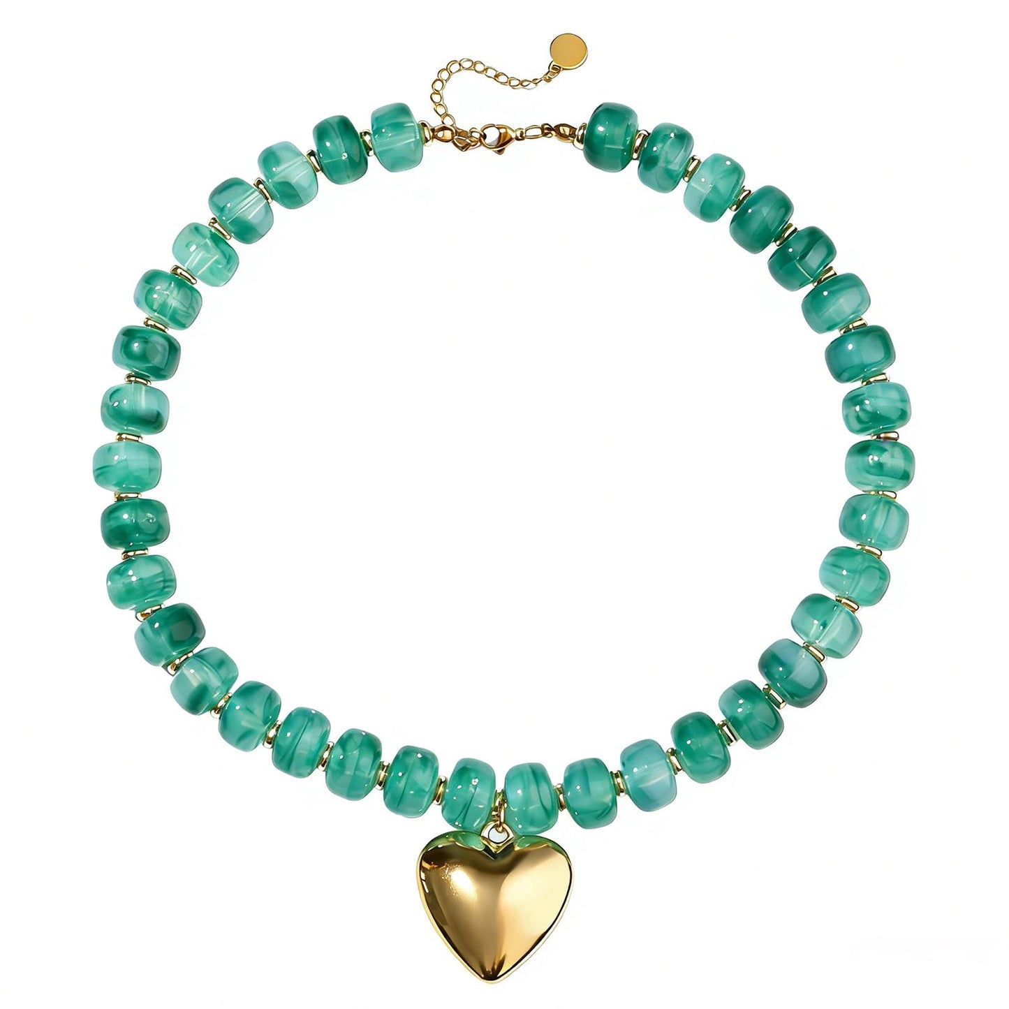 joymiao Statement Necklace Chunky Beaded Necklace Colorful Beaded Boho Necklaces for Women Beach Summer Jewelry with Heart Pendant