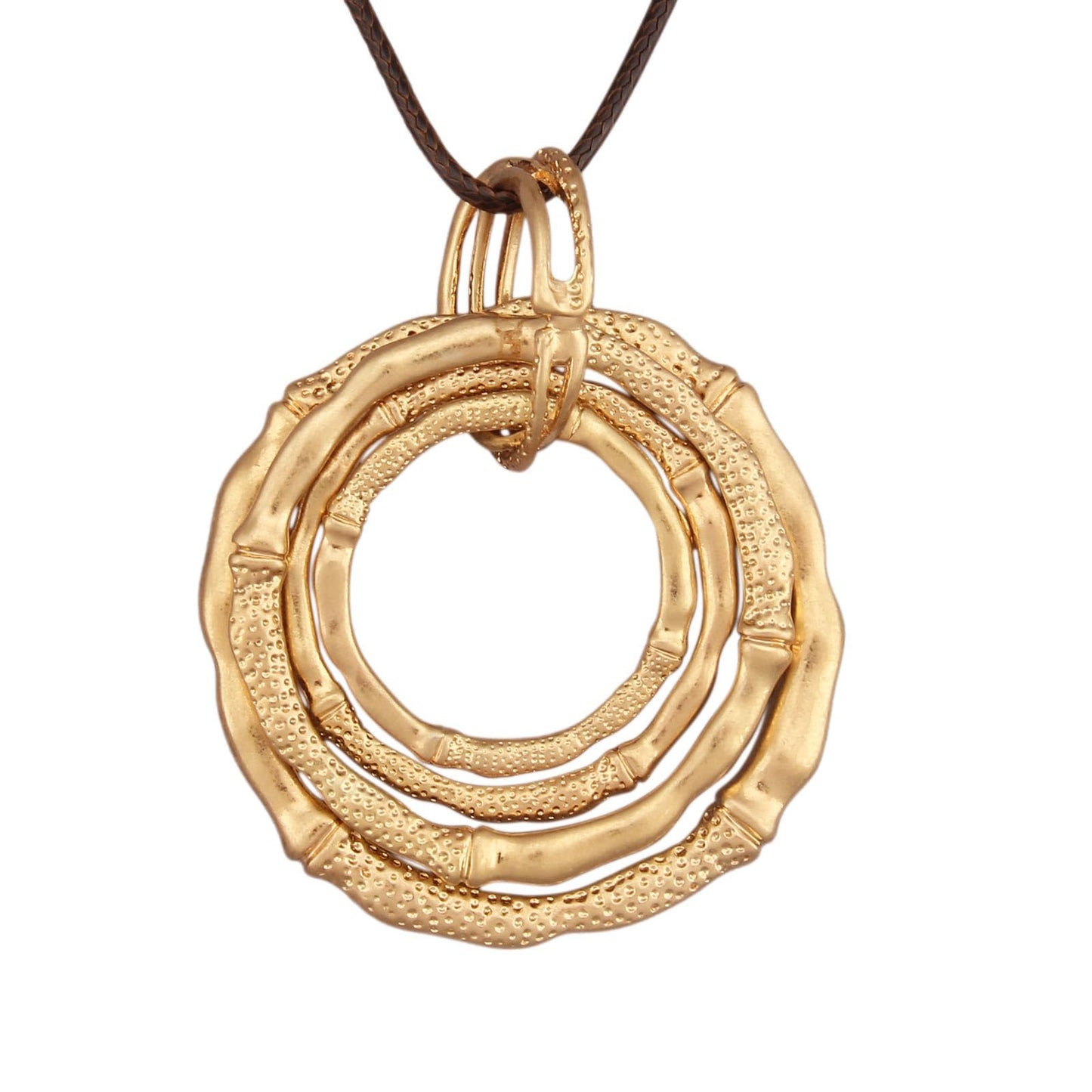 joymiao Long Boho Necklace for Women Chunky Statement Necklace with Large Bamboo Circle Pendant Vintage Hippie Jewelry