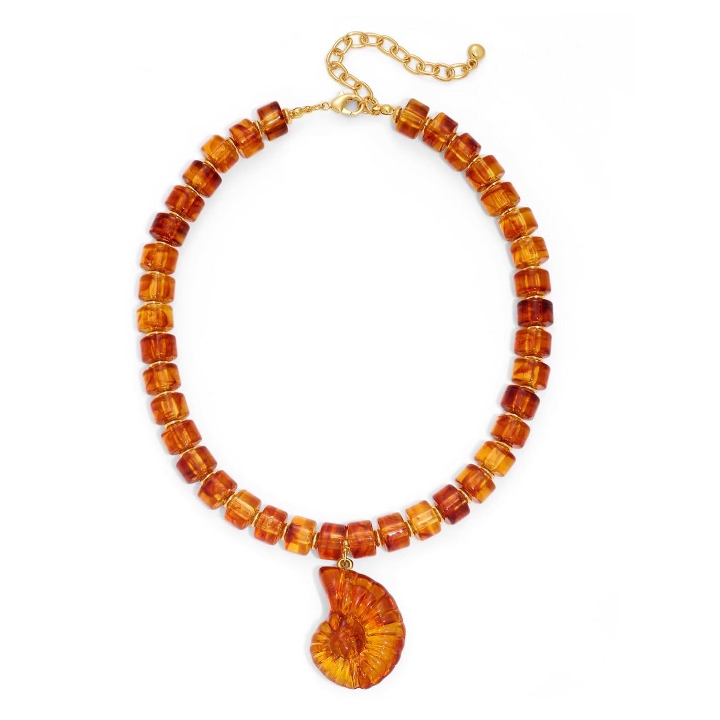 CLASSYZINT Brown Bead Necklace with Conch Shell Pendant Seashell Necklace Beach Holiday Accessory