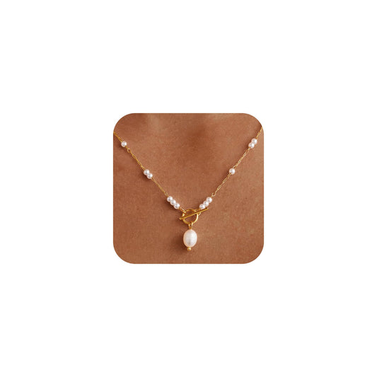 Rcidan Pearl Necklace for Women Long Baroque Pearl Choker Dainty Gold Beaded Necklaces,Birthday Wedding Jewelry Gifts