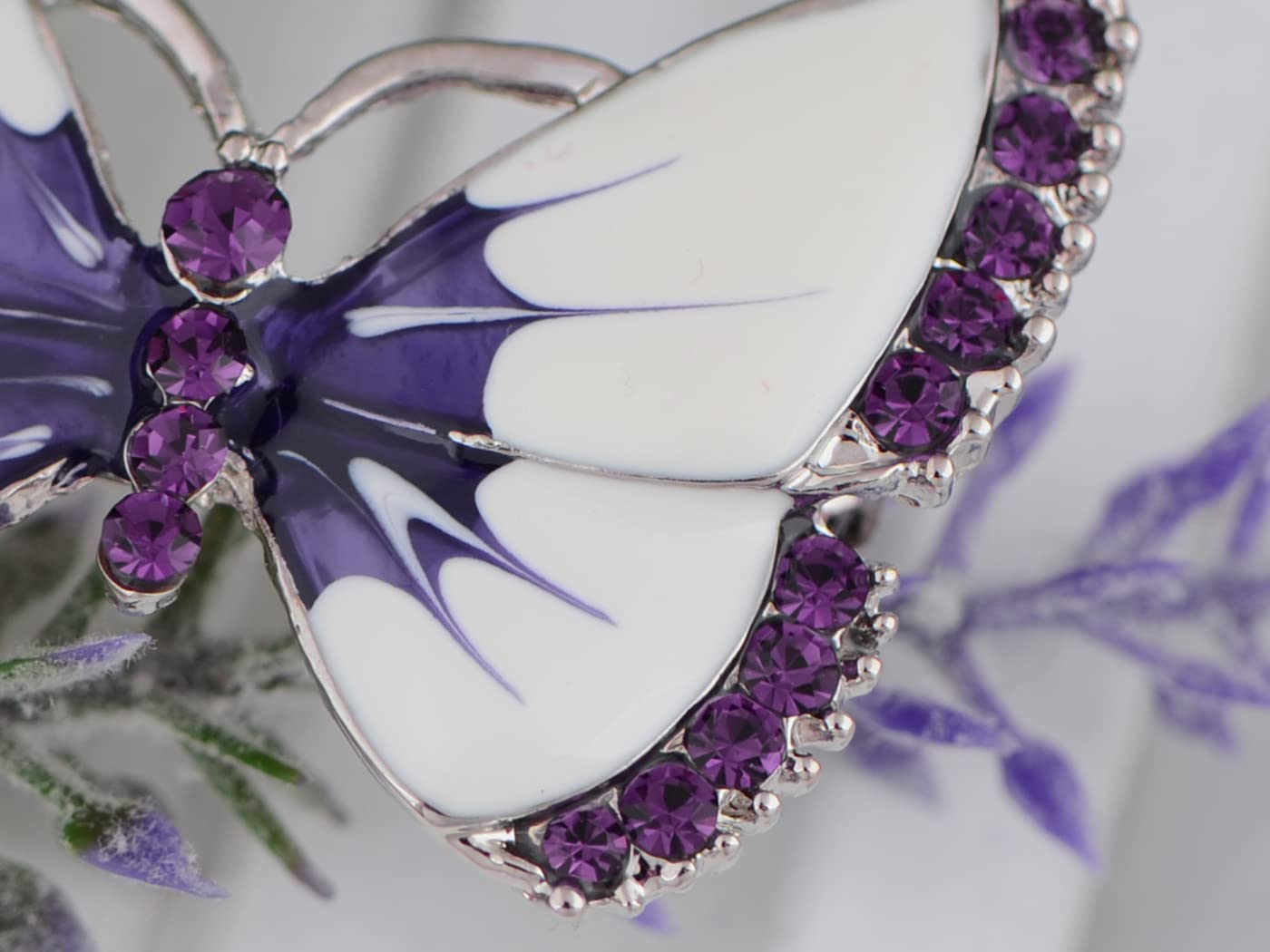 Alilang Painted Enamel Amethyst Crystal Rhinestone Butterfly Fashion Jewelry Pin Brooch