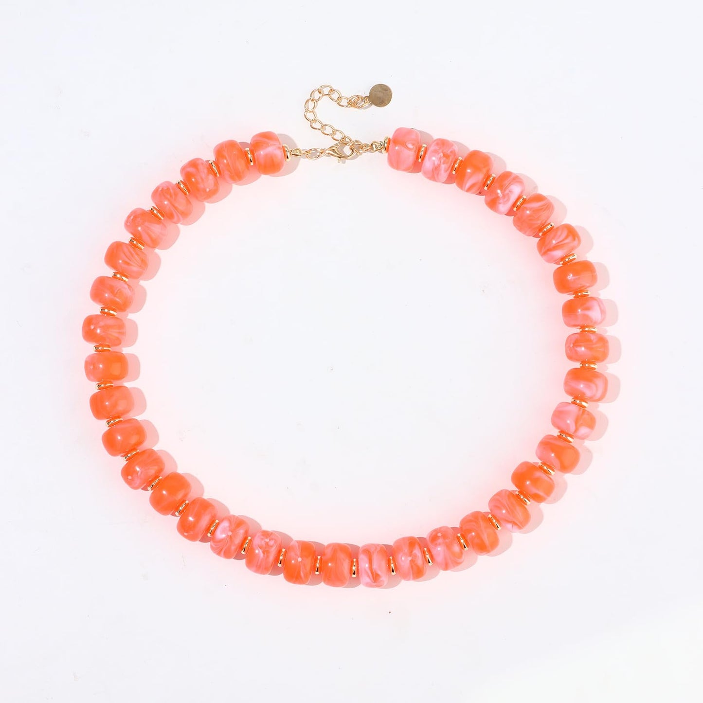 joymiao Colorful Beaded Necklaces for Women Chunky Gemstone Necklace Handmade Summer Beach Jewelry Red Resin Beads Large Beaded Choker