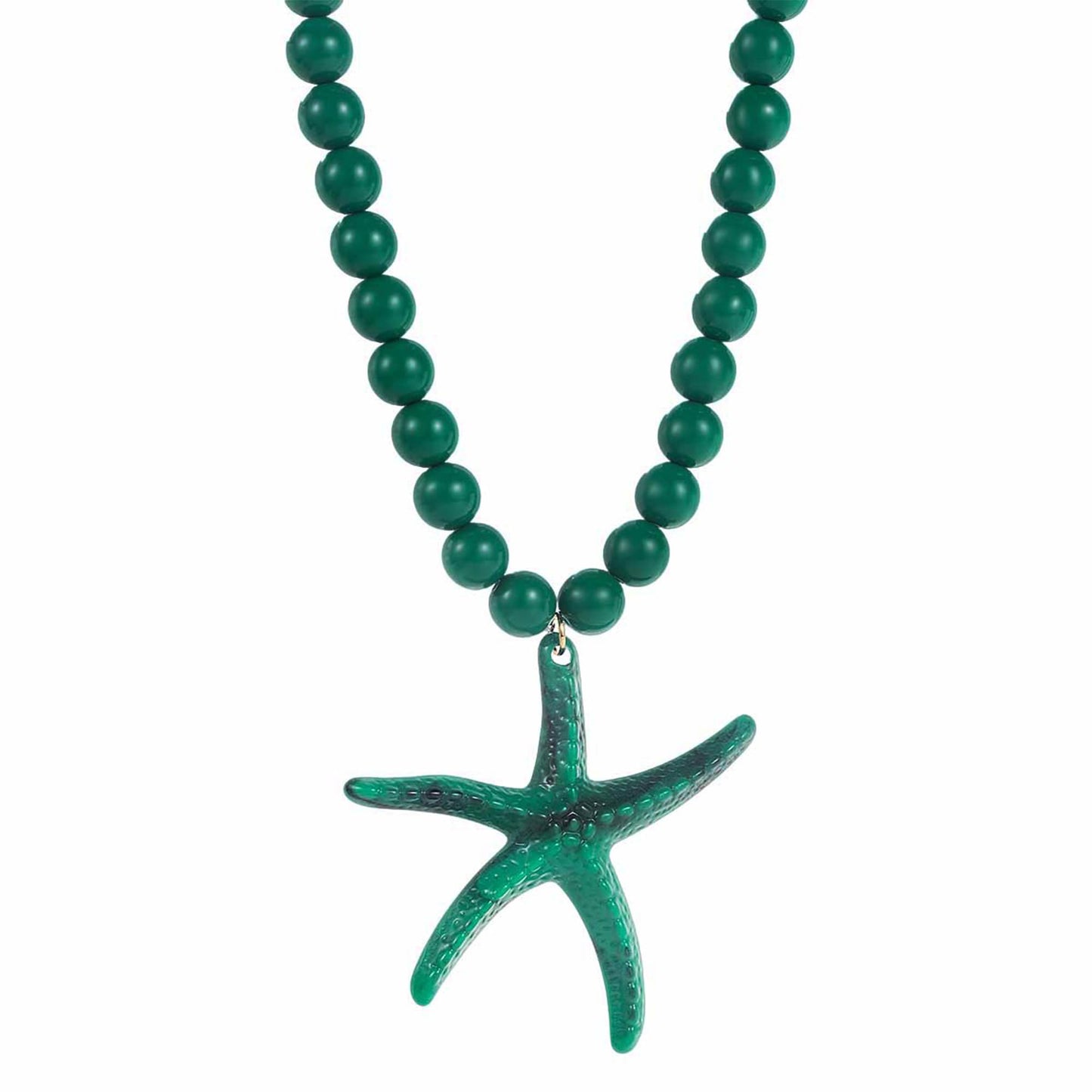 CXENSJH Chunky Beaded Starfish Necklace for Women Boho Colorful Summer Acrylic Choker Beach Chain Necklace Beads Trendy Chunky Jewelry（Green）
