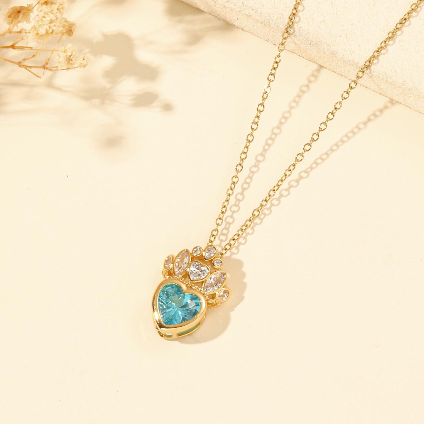 crataly Gold Plated Crown Aquamarine Heart Necklace for Women-March Birthstone Princess Necklace For Valentine's Day Mother's Day Christmas Birthday Gifts