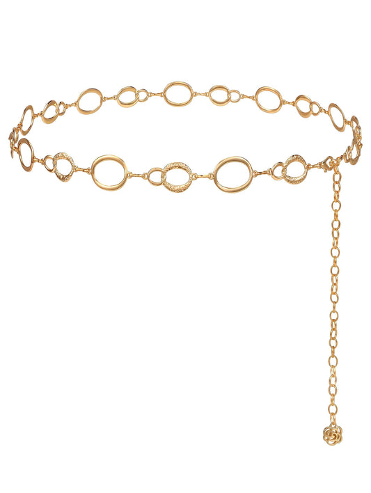 Gold Hollow Chain Belt for Women Circular Metal Waist Chian Concho for Cowgirl Chain Belts for Dresses Jeans Country Concert Outfit