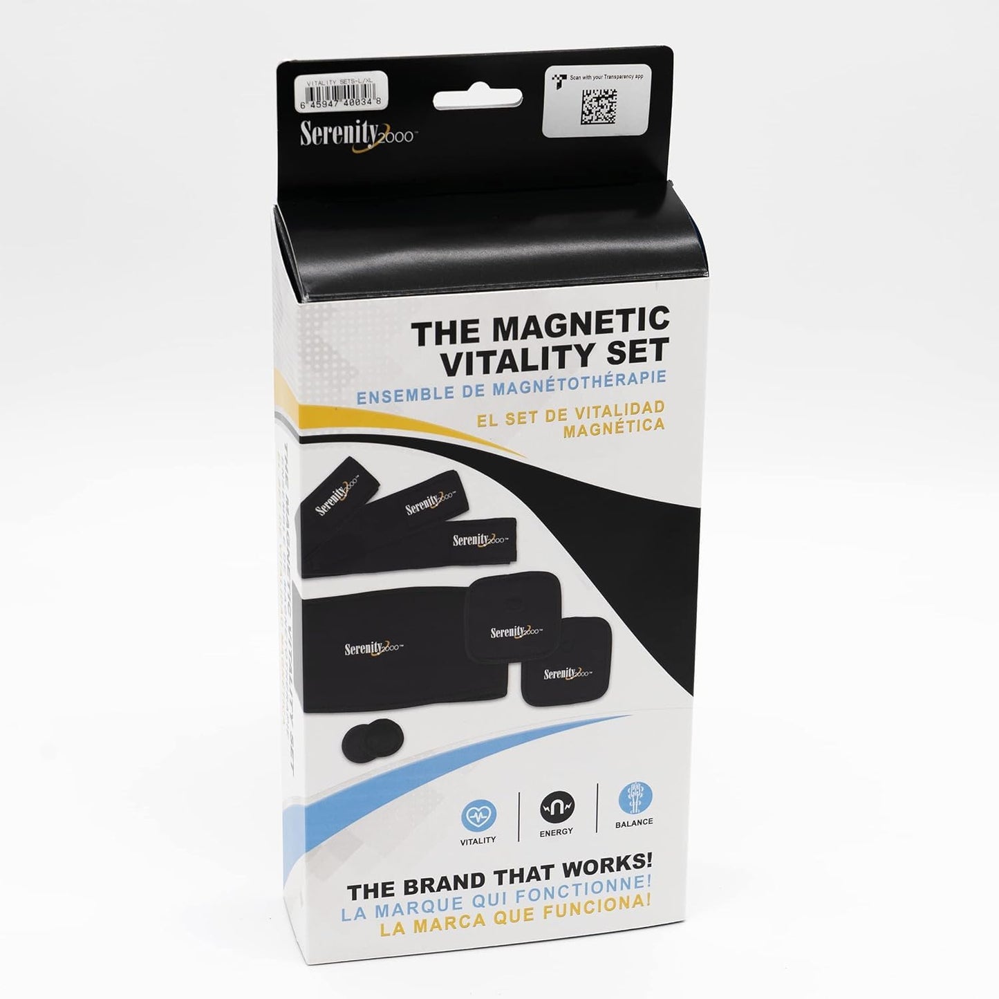 SERENITY2000 Full Body Magnetic Vitality Set for Back, Head, Wrist, Knee, Elbow, Ankle to Support, Relieve Discomfort, Improve Circulation - Eight-Piece Set with Magnetic Pads and Velcro Straps (Small/Medium - Waist up to 32")