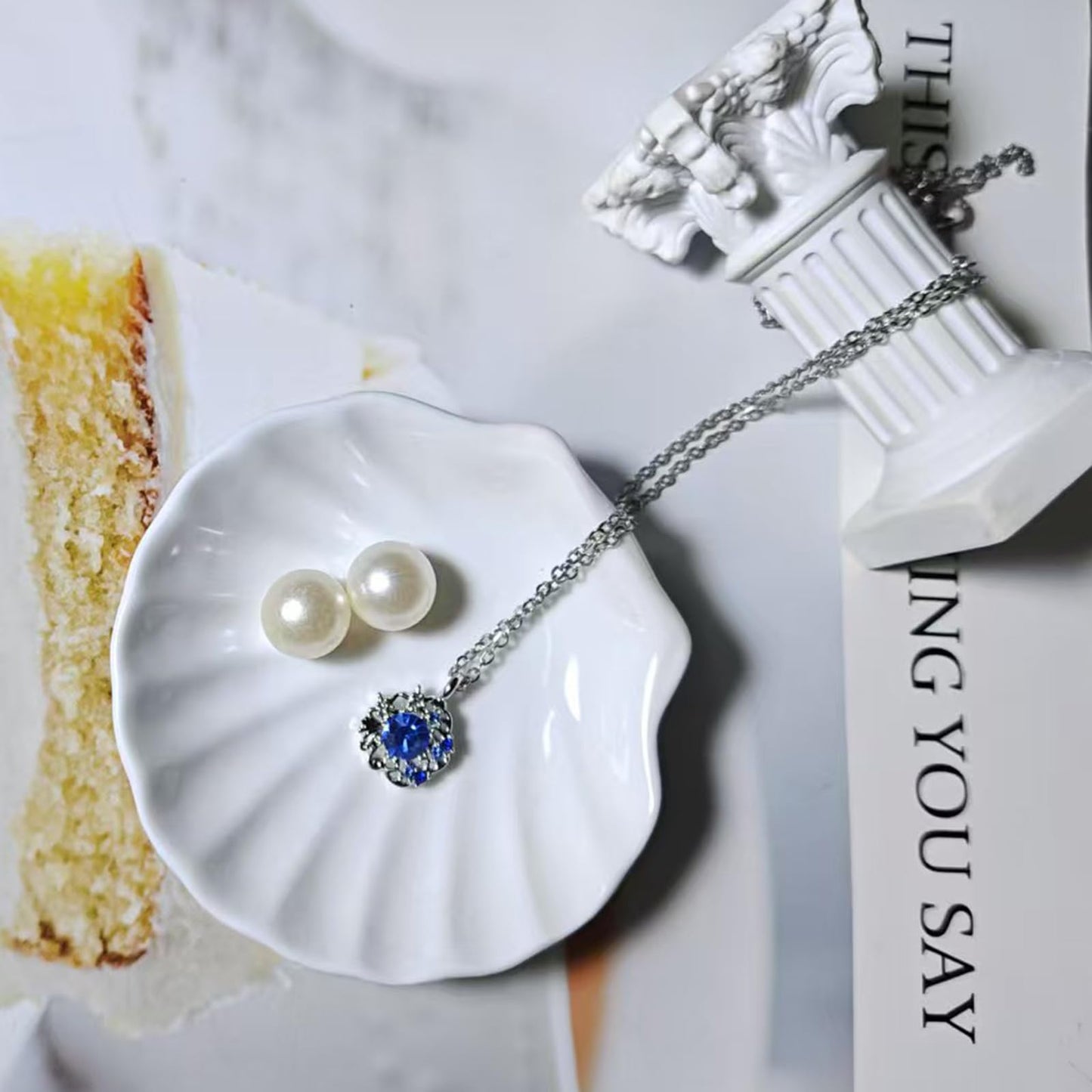 Crystal Shell Necklace for Women Gold Silver Gemstone Sea Beach Necklace Rhinestone Starfish Wave Pendant Necklace Adjustable Ruby Sapphire Necklace Spring Summer Beach Jewelry Accessories (summer)