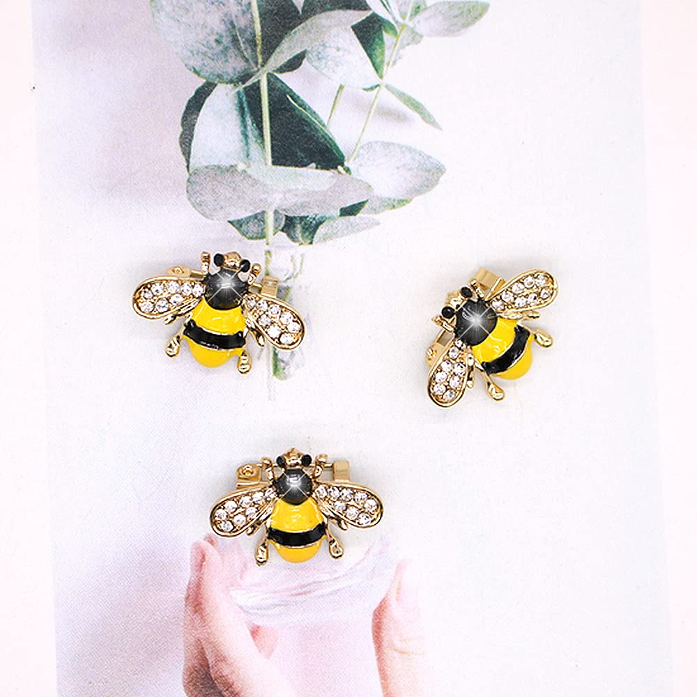 3 Pack Cute Bee Brooch Pin Set Enamel Crystal Animal Lapel Brooches Novelty Funny Pins Badges for Women Girls Boys Clothing Bags Backpacks Jackets Hat (Style 3)