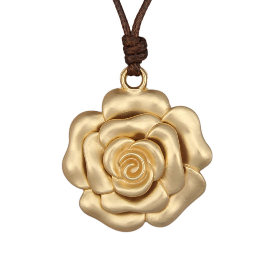 joymiao Chunky Boho Necklaces for Women Vintage Necklace with Large Gold Rose Pendant Chunky Necklaces Vintage Jewelry