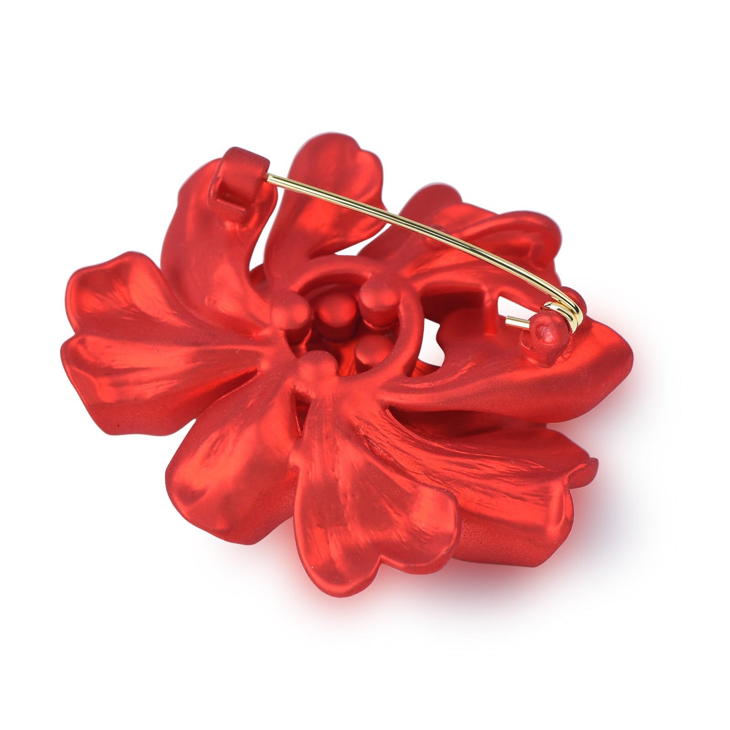 YYBONNIE Elegant Crystal Blooming Rose Flower Brooch Lapel Pin Breastpin for Women Birdal Cardigan Hat Scarf Suit Sweater Floral Pins (Red Pearl Peony Flower)
