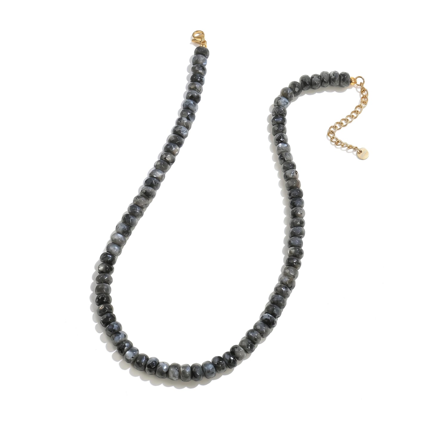 Badu Gray Gemstone Beaded Necklace for Women Natural Stone Bead Beach Choker Necklace Fashion Trendy Jewelry Gifts