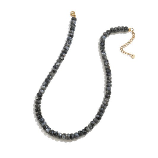 Badu Gray Gemstone Beaded Necklace for Women Natural Stone Bead Beach Choker Necklace Fashion Trendy Jewelry Gifts