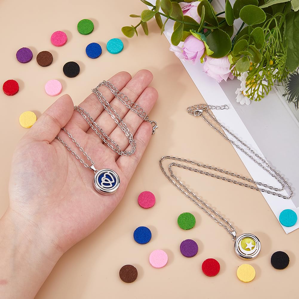 Hobbspring Necklace 2Pcs Aromatherapy Essential Oil Diffuser Necklace 2 Styles Stainless Steel Oil Pendant with Felt Pads Moon Star and Double Heart Aromatherapy Locket Necklaces Gift for Woman Men
