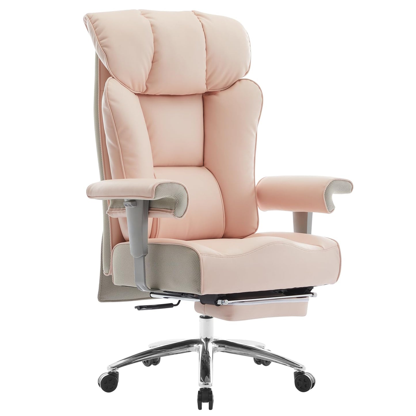 Efomao Big and Tall Office Chair for Women 400lbs - Heavy Duty Executive Desk Chair with Footrest & 23" Wide Seat - High Back Computer Chair for Heavy People, Home Office, Pink