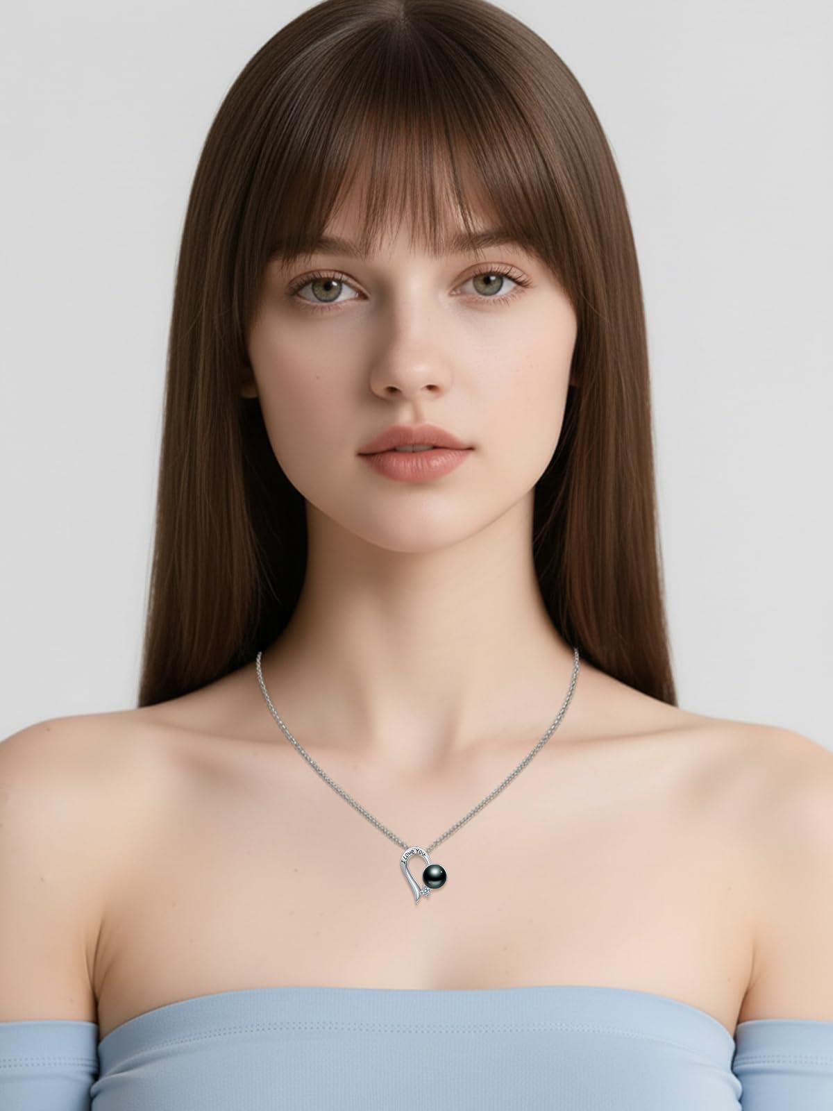 KANNSOAR Tahitian Black Pearl Necklace, 18K Gold Plated, I Love You Heart Pendant 9MM Pearl Jewelry Anniversary Wedding Valentines Day Christmas Mothers Day Gift for Women Girlfriend Wife Mom