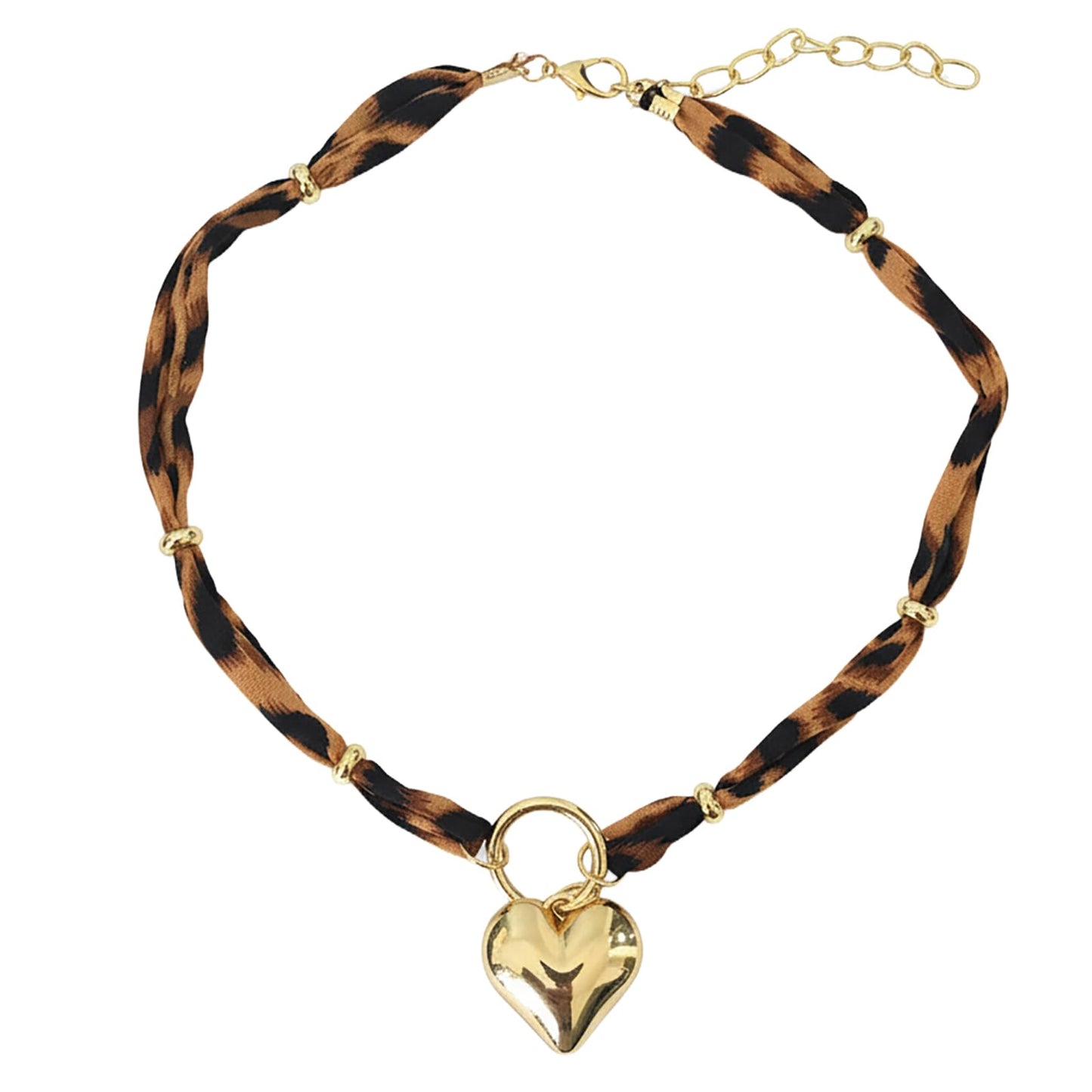 Wailike Scarf Necklace with Charm for Women Leopard Choker Necklaces Silk Tie Necklaces Scarfs Choker Necklaces Jewelry GD1