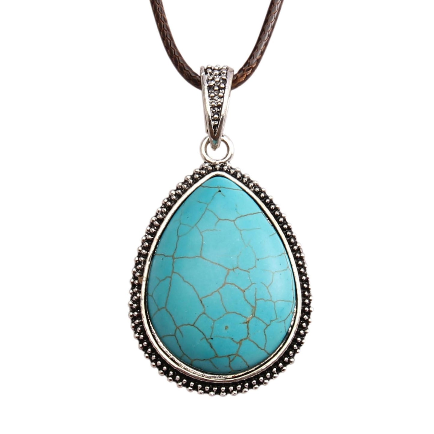 joymiao Boho Pendant Necklace for Women Leather Cord Necklace Cowgirl Sweater Necklace Hippie Choker Necklace Turquoise Jewelry for Teen Girl Gifts