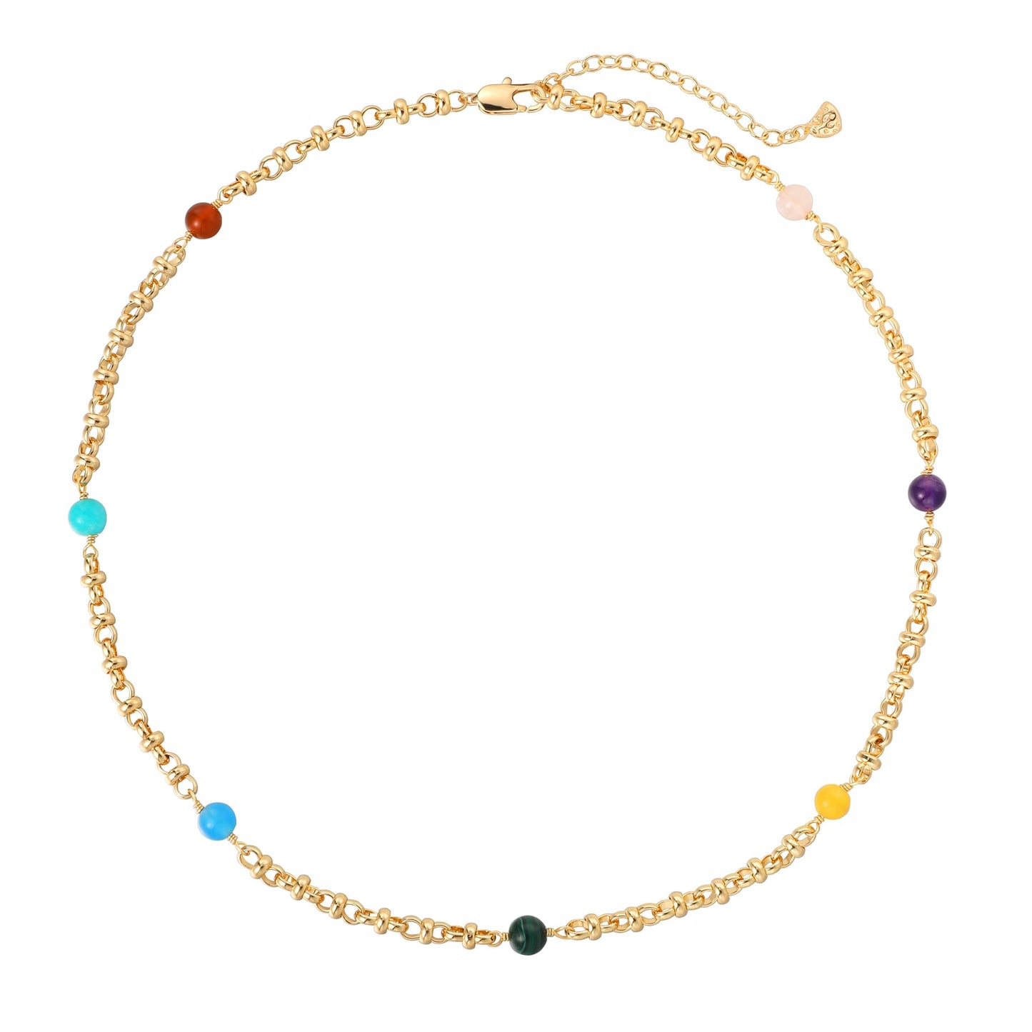 MTMY Beaded Necklaces for Women 14K Gold Plated Dainty Colorful Green/Rose Beaded Pearl Choker Necklace Delicate Boho Choker Necklace Jewelry Gift (7 Color beads)