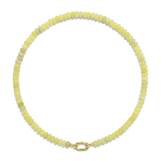 CONRAN KREMIX Yellow Stone Beaded Necklace for Women,Natural Stone Bead Choker Necklaces Boho Summer Beach Necklace Gemstone Jewelry Gift for Women